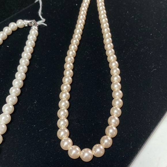 Faux Strand of Pearls with crystal detailed clasp. White OR Cream. - Picture 1 of 5
